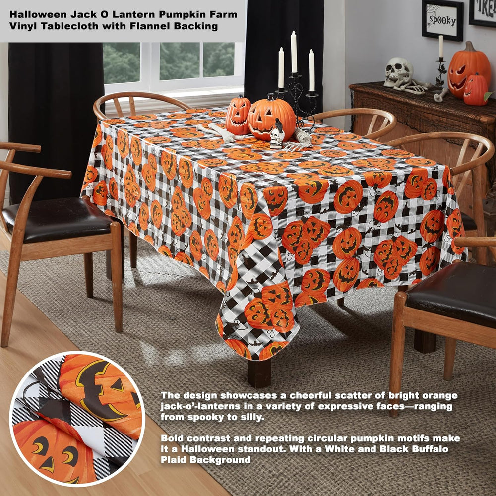 Newbridge Halloween Jack Oโ Lantern 60x120 Inch Rectangle Vinyl Tablecloth