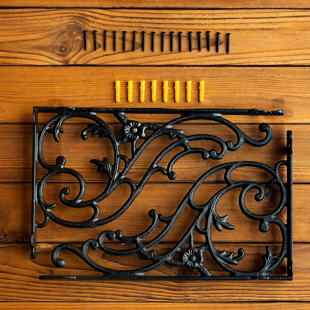 14''x8.5'' Decorative Shelf Brackets,2 Pack Cast Iron Shelf S...