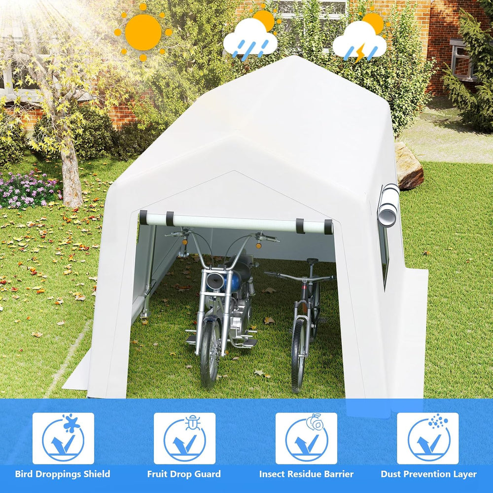 Jocoevol 8x10 FT Enclosed Carport with Roll-up Windows, Removable Sidewalls &...