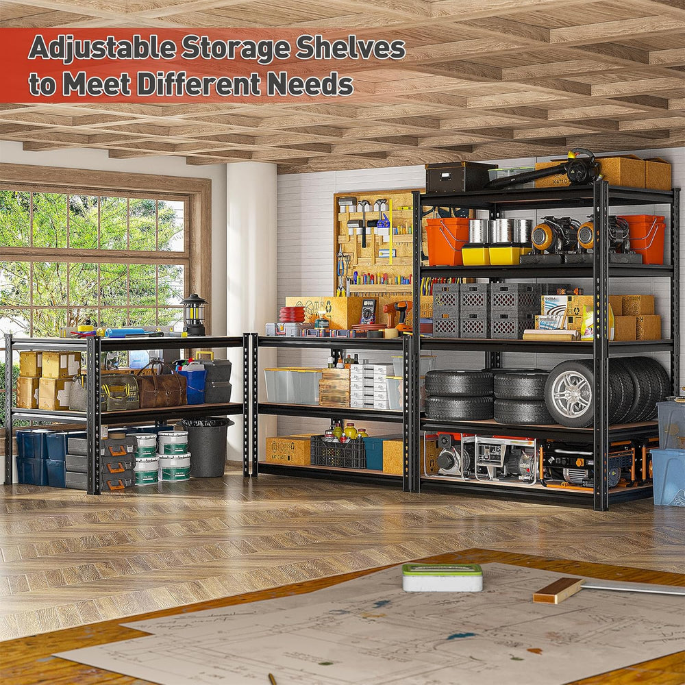 REIBII 2 Pack Garage Shelving, 2400LBS Each,Heavy Duty Storage Shelves
