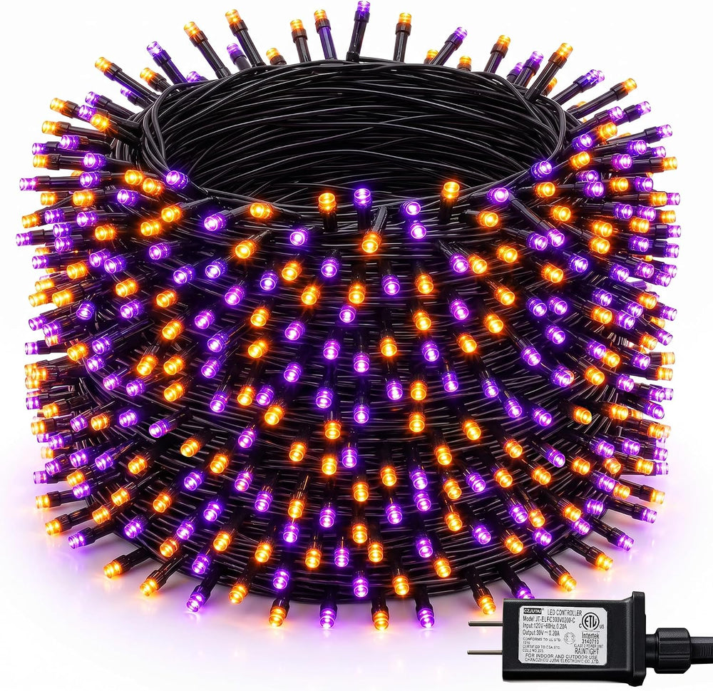 Dazzle Bright Halloween String Lights, 600 LED 196 FT Waterproof Black Wire S...