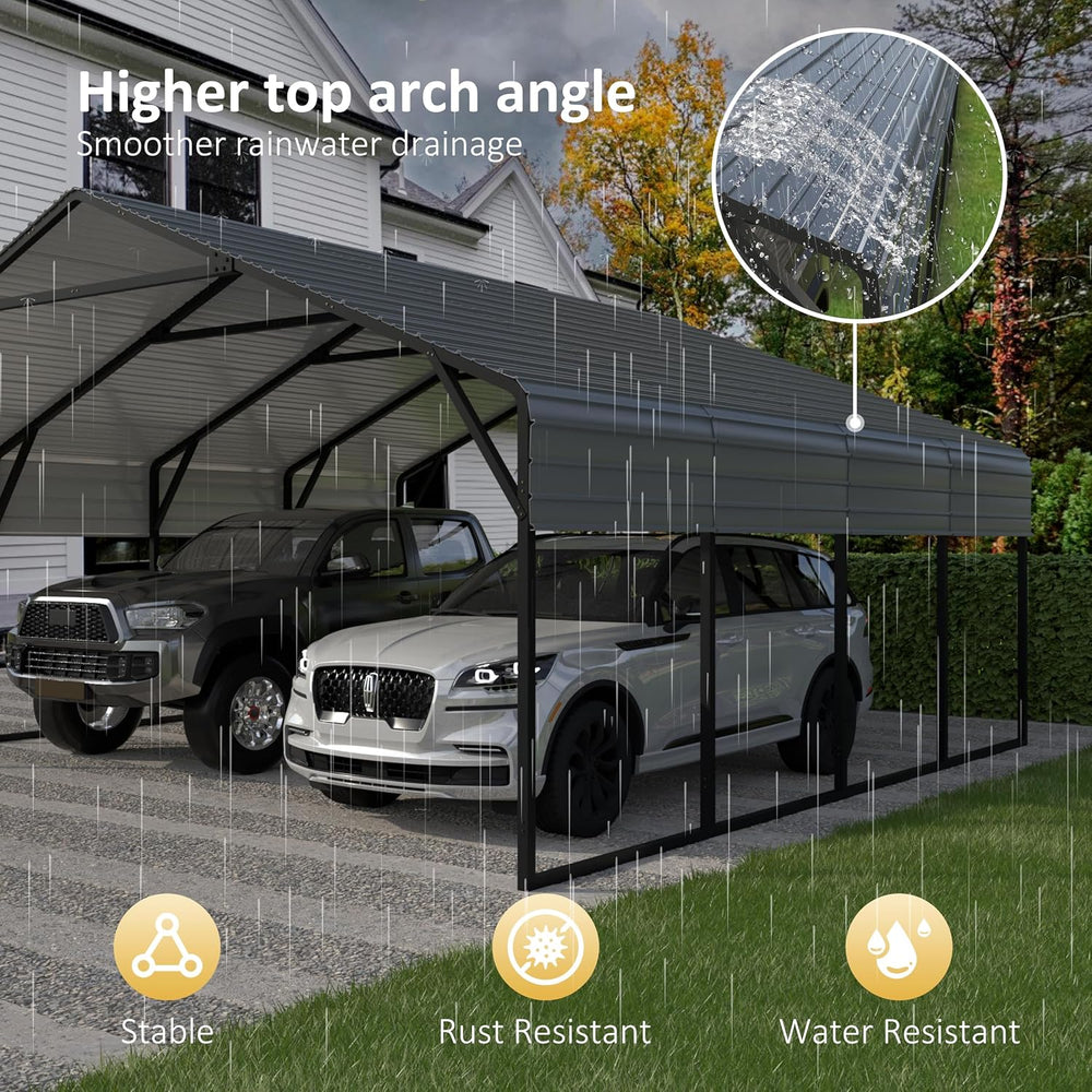 20' x 20' Outdoor Heavy Duty Metal Carport, Garage Car Shelter Shade,...