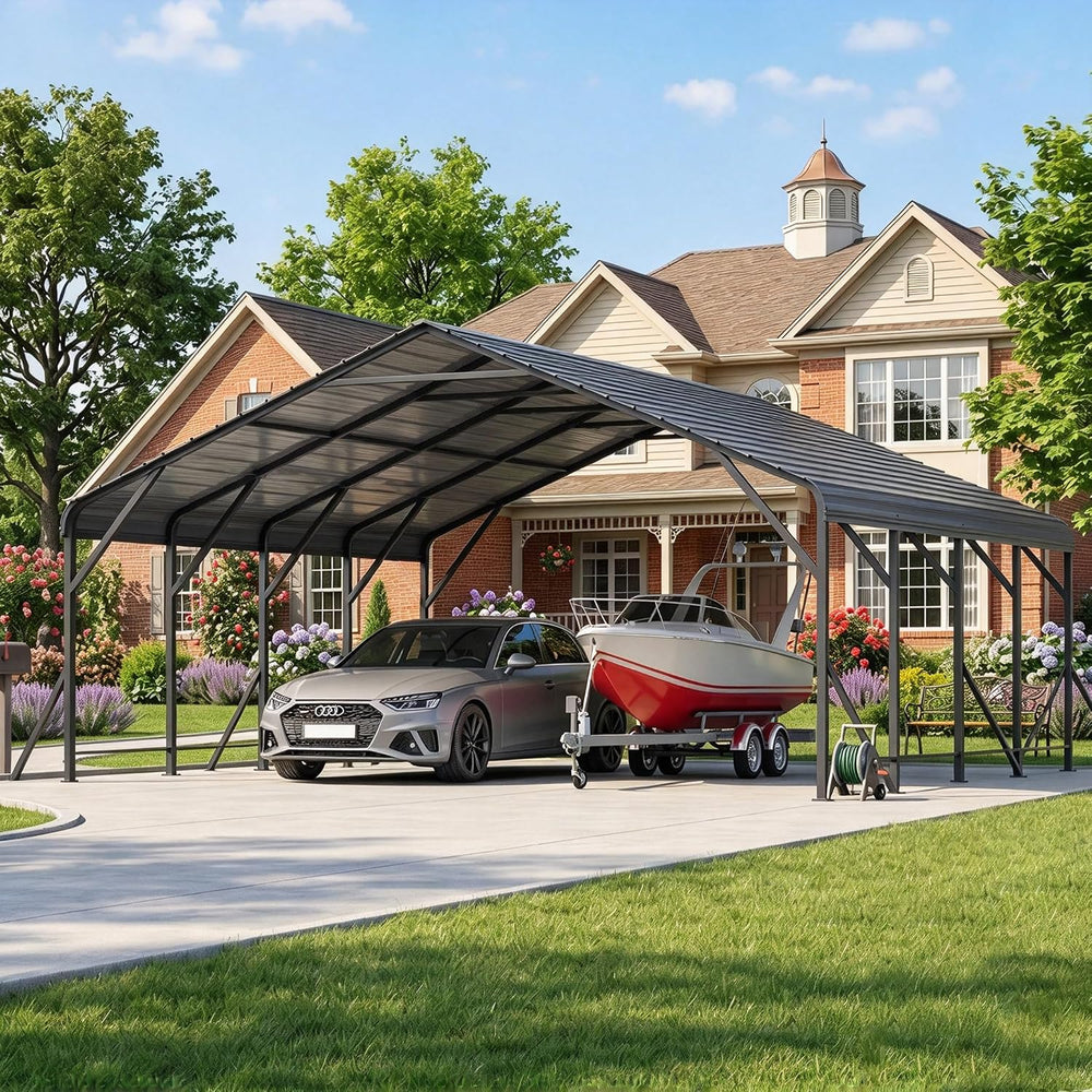 20x20 FT Metal Carport Canopy with Reinforced Base