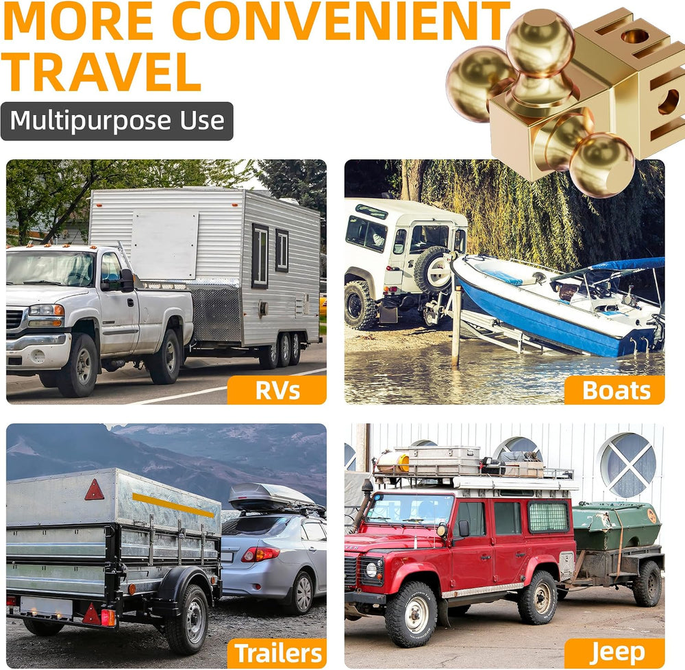 LOCAME Adjustable Trailer Hitch, Tri-Ball(1-7/8'', 2'', 2-5/1...