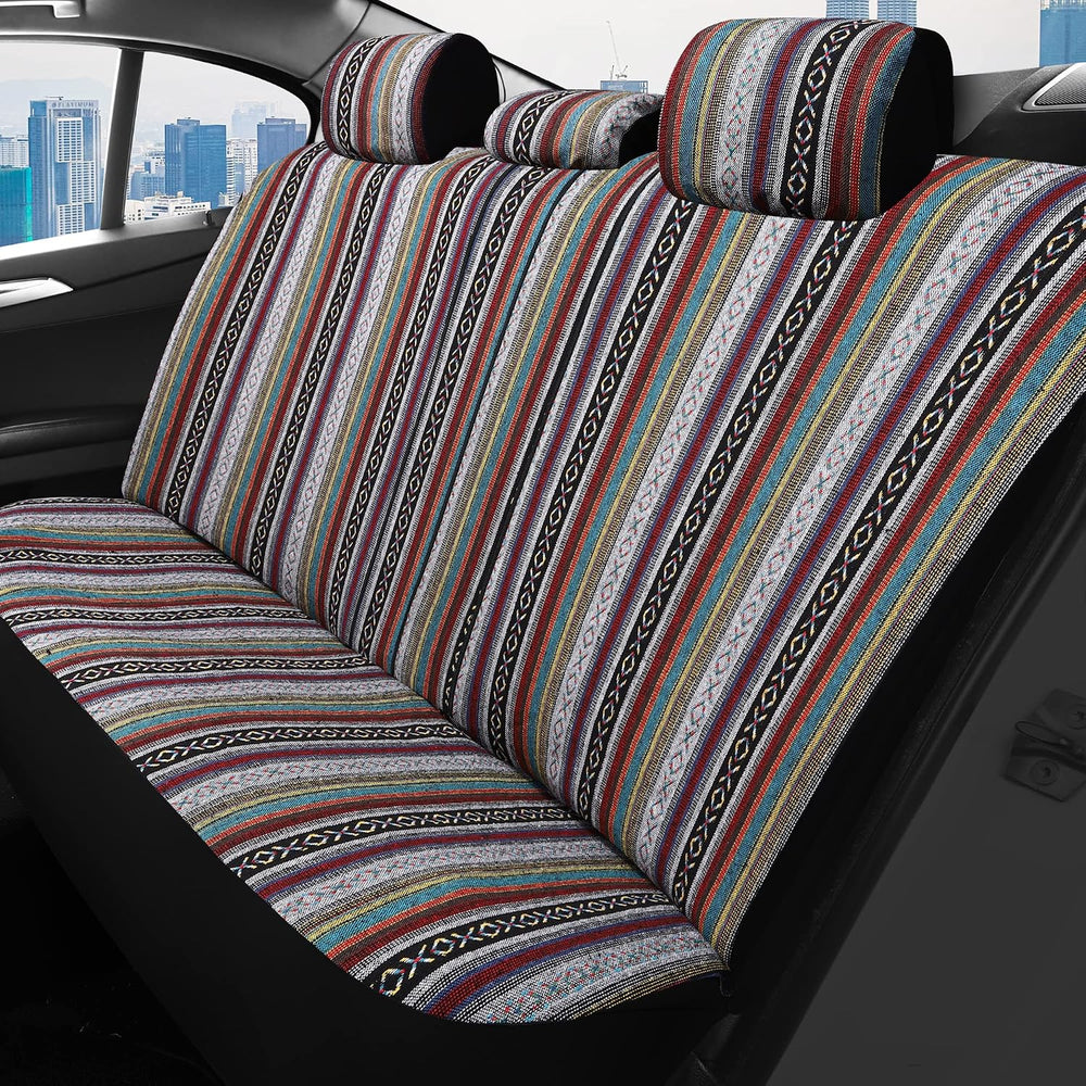 HAIYAOTIMES Baja Saddle Blanket Car Seat Covers Full Set with Seat Belt Pads,...
