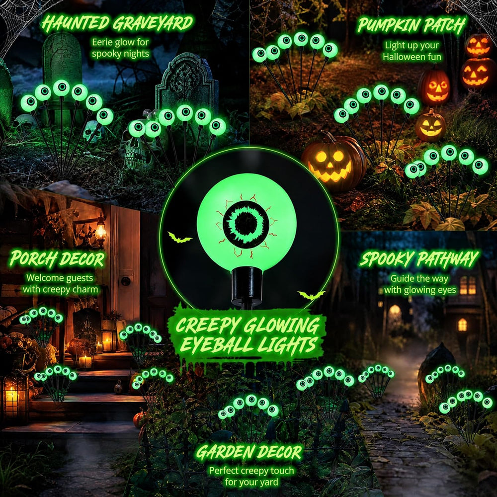 Dazzle Bright Halloween Decorations Outdoor, 6 Pack 36LED Solar Eyeball Pathw...