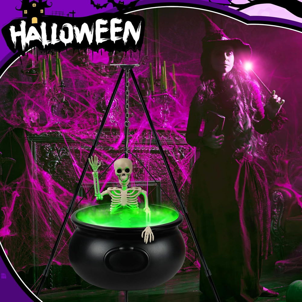 Halloween Decorations Outdoor, 12.6โ Large Witches Cauldron Kettle on Tripod ...