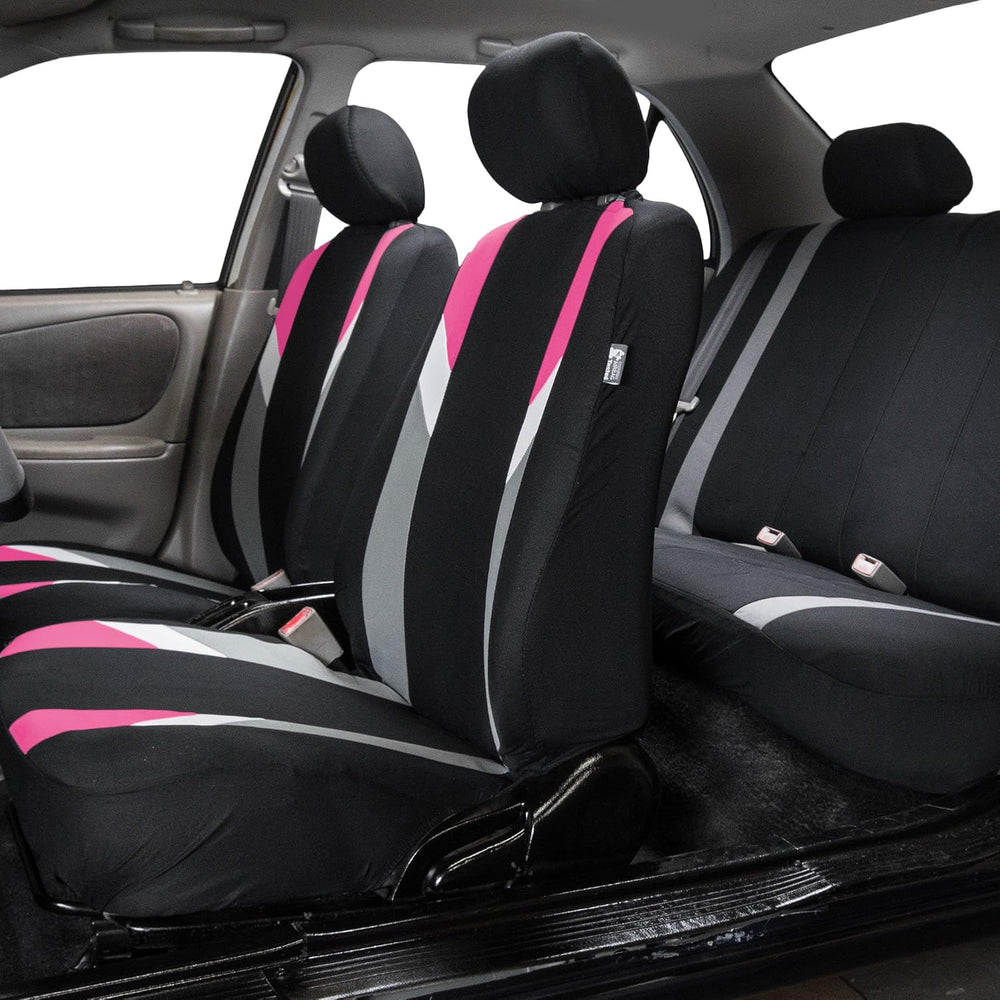 FH Group Premium Modernistic Flat Cloth Car Seat Covers – Universal Fit, Wash...