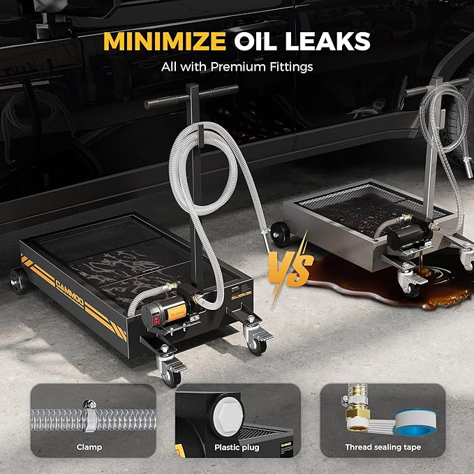 15 Gal Electric Oil Drain Pan, 110V High-Flow Pump, 9.8 FT Hose, 200 W Motor