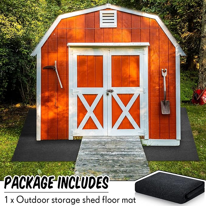 Haull Waterproof Outdoor Storage Shed Mat, 10x10 ft, Felt Surface, Non Slip
