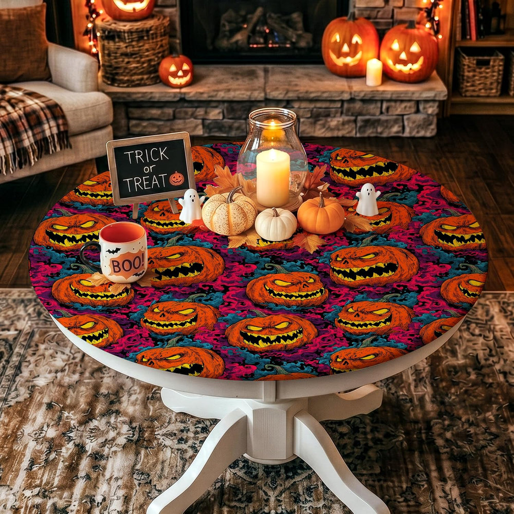 Halloween Tablecloth Round Fitted Tablecloth Fits 61"-65" Tables