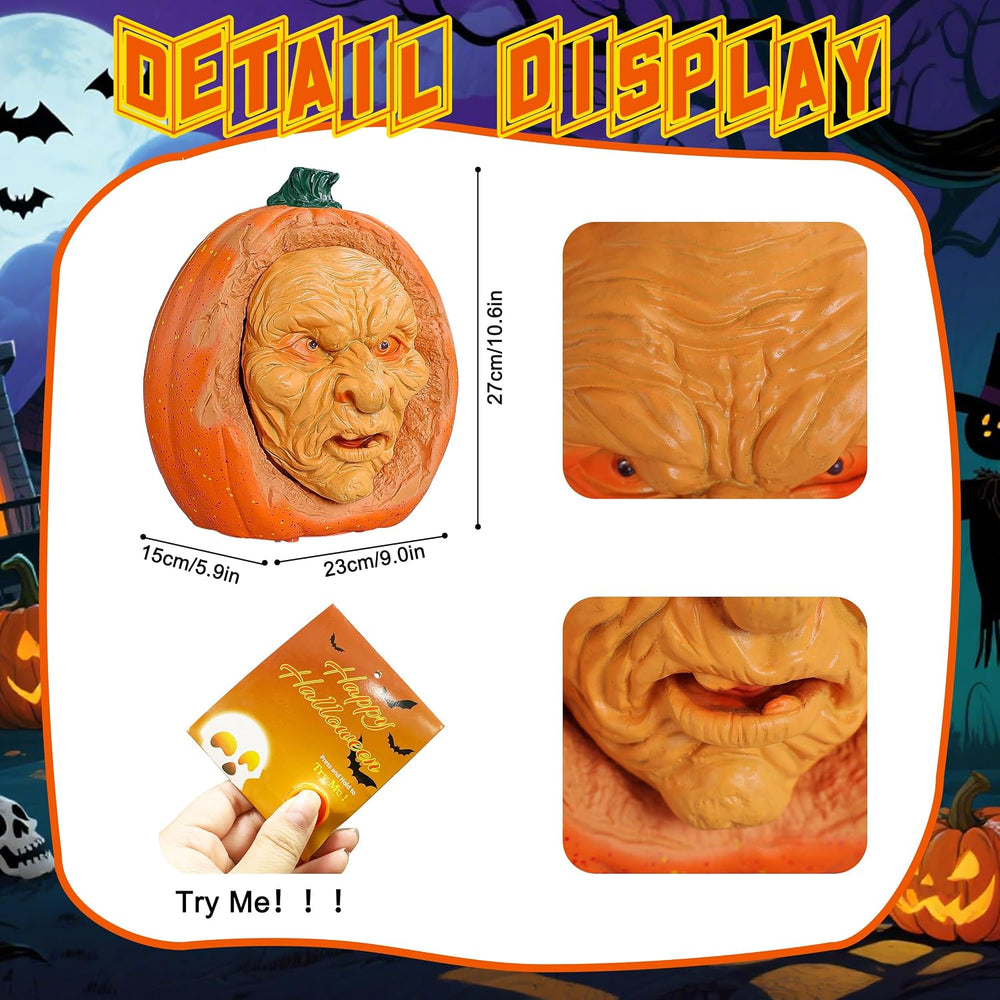 Scary Animated Pumpkin Decor for Halloween Haunted Houseโ (Orange)