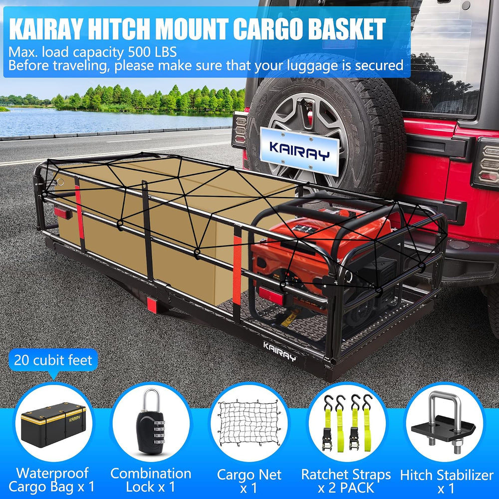 KAIRAY 500 Lbs Heavy Duty Hitch Mount Cargo Carrier 60"x24"x14.4&qu...