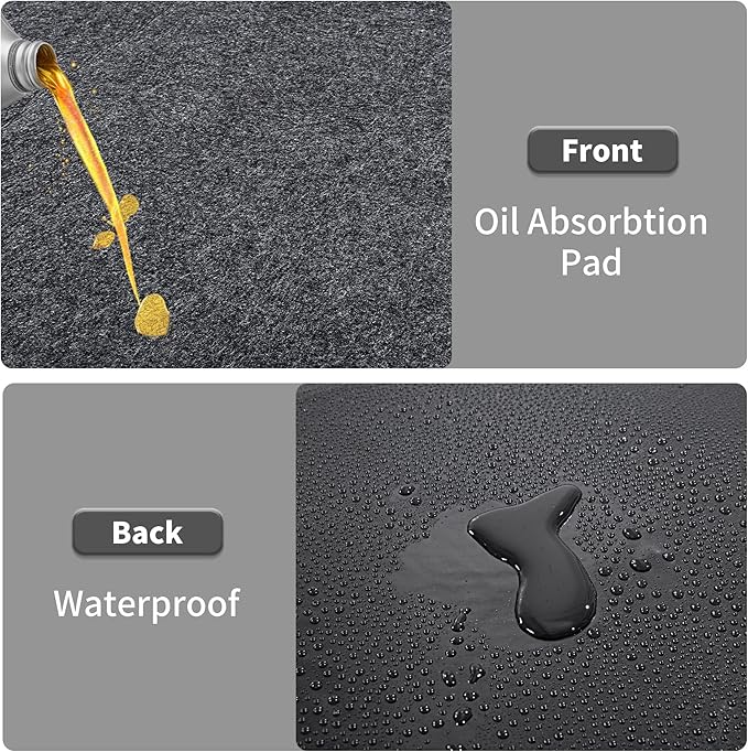 HOMBYS Garage Floor Mats for Under Car, Dark Grey Garage Flooring Rug,