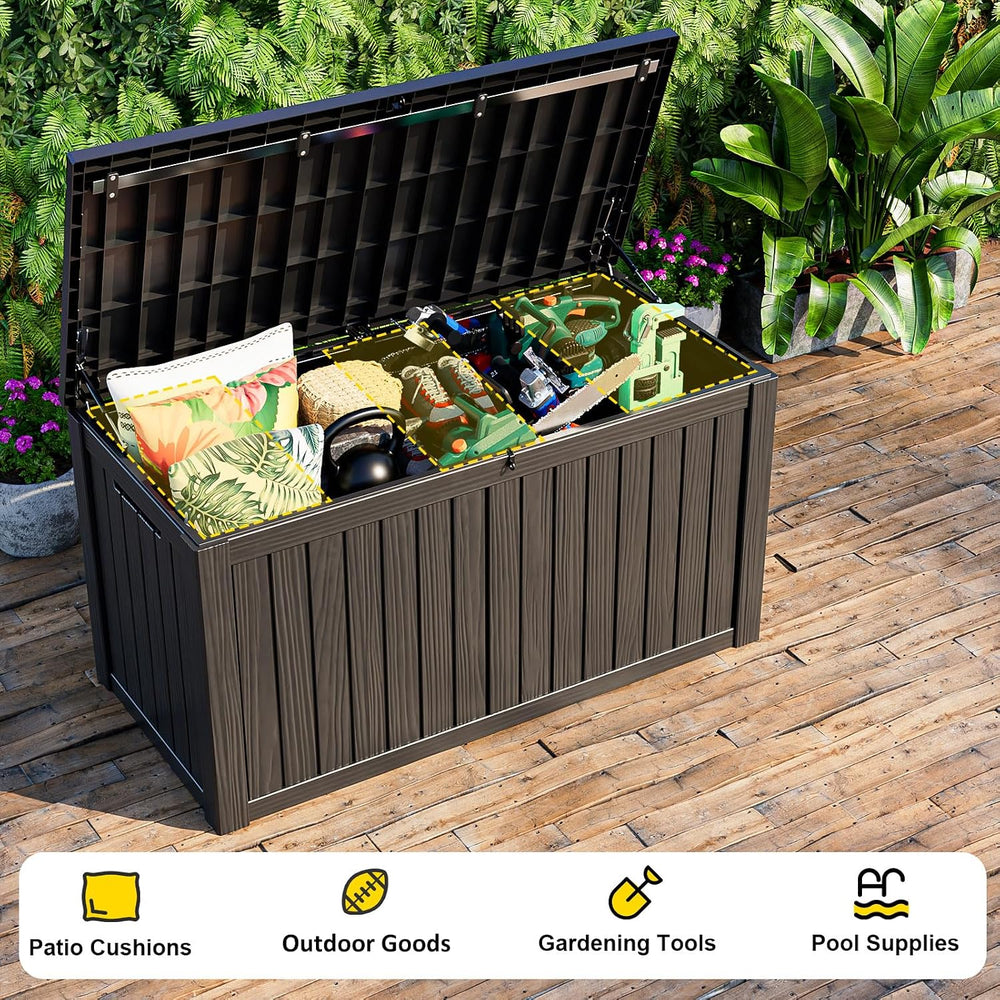DRATO 200 Gallon Deck Boxes Outdoor Waterproof, Resin Large Lockable Storage ...