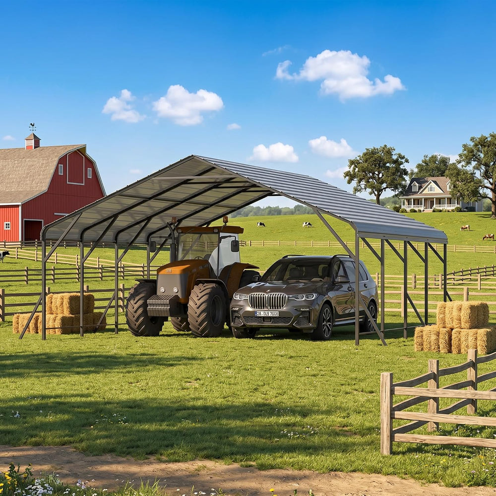 20x20 FT Metal Carport Canopy with Reinforced Base