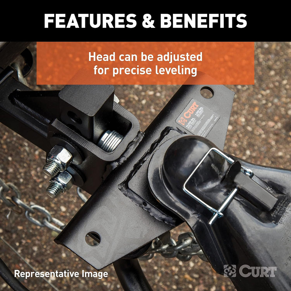 CURT 17063 Round Bar Weight Distribution Hitch with Sway Control, 14,000 lb