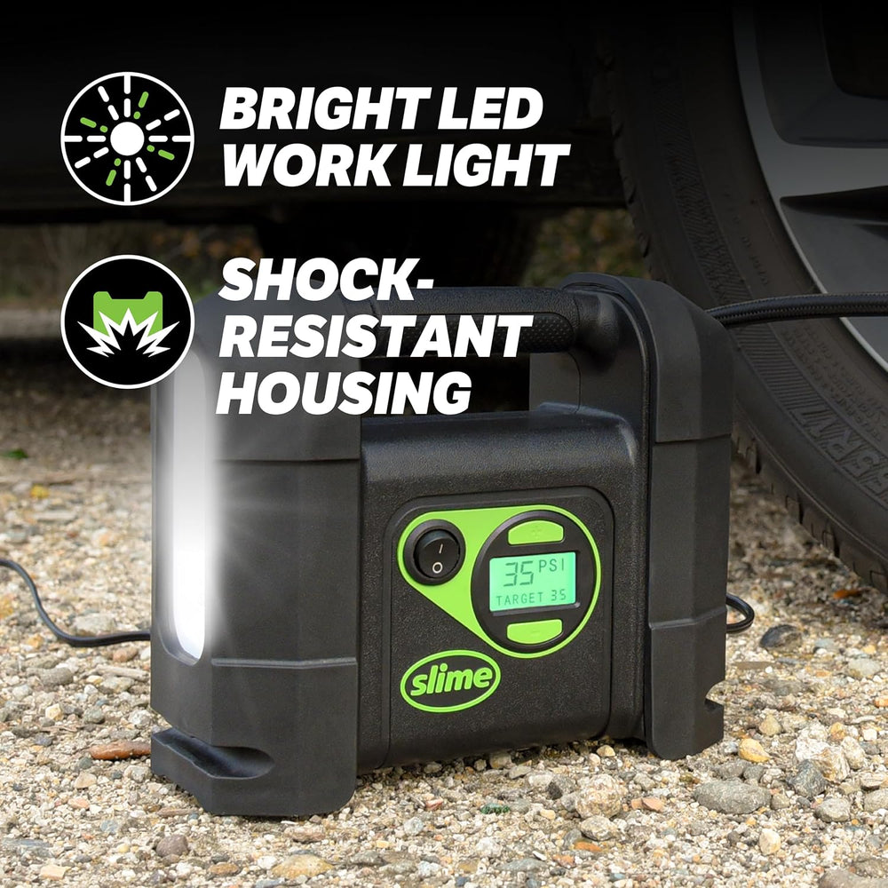 Slime 40047 Tire Inflator, Portable Car Air Compressor, Rugged, Inflate Right...