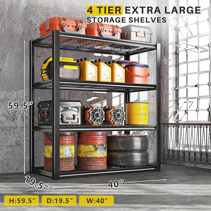 REIBII 40" W Garage Shelving 2240 LBS Storage Shelves Adjustable Heavy Duty