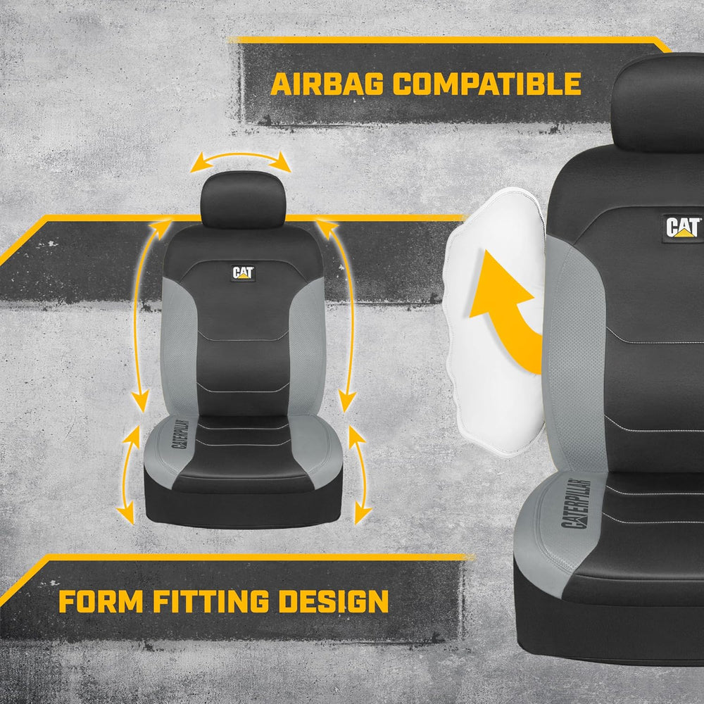 Caterpillar Flexfit Automotive Seat Covers for Cars Trucks and SUVs (Set of 2...