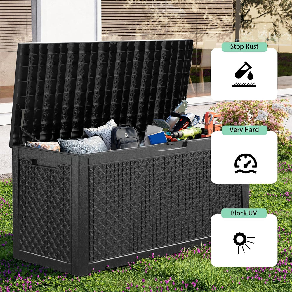 EasyUp 121 Gallon Outdoor Storage Box Waterproof, UV Resistant Resin Deck Box...