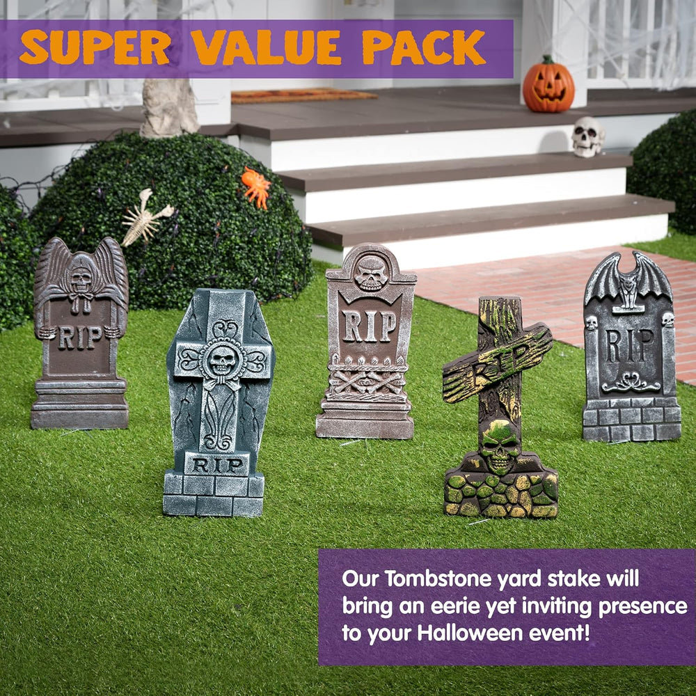 JOYIN 17โ Halloween Foam RIP Graveyard Tombstones (5 Pack), Halloween Tombsto...