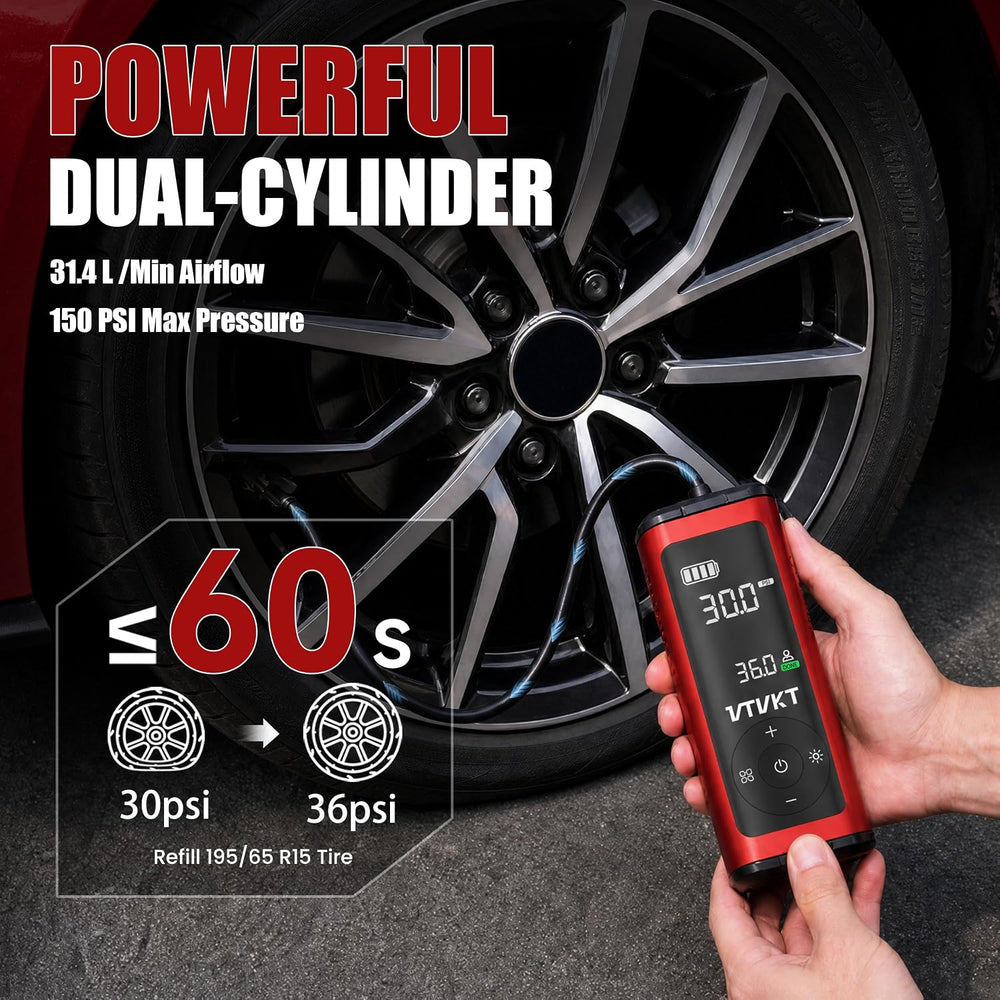 Tire Inflator Portable Air Compressor, 12000mAh Handheld Cordless Air Pump