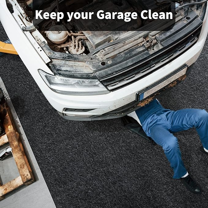 HOMBYS Garage Floor Mats for Under Car, Dark Grey Garage Flooring Rug,
