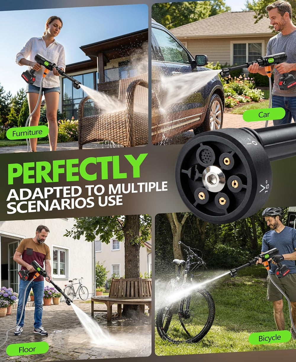 PoolLeader Cordless Car Washing Tool, Portable Vehicle Cleaner with 6-in-1 No...