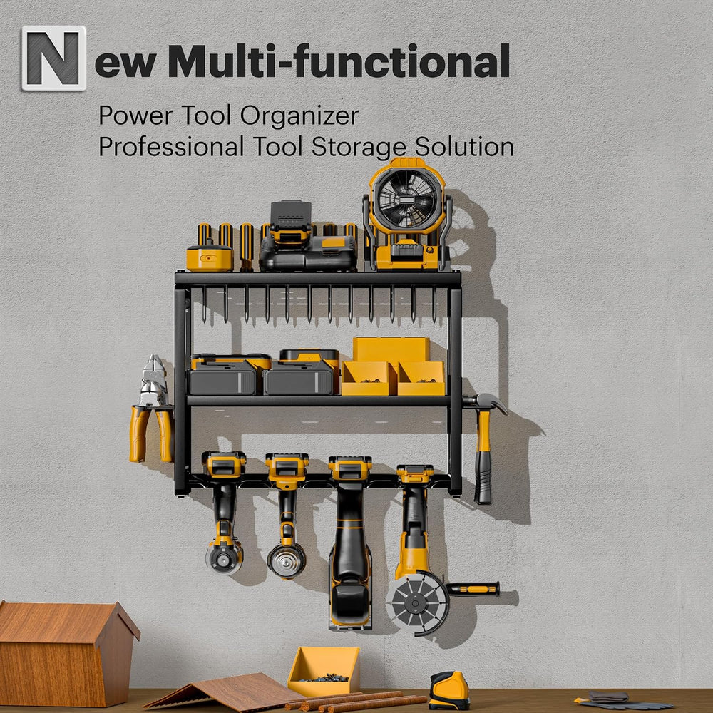 Spampur Power Tool Organizer, 3 Layers 4 Drill Holder Wall Mount