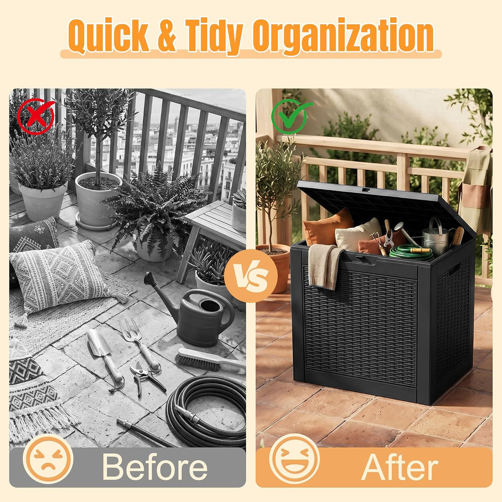 Outdoor Storage Box,42 Gallon Waterproof Resin Patio Deck Box