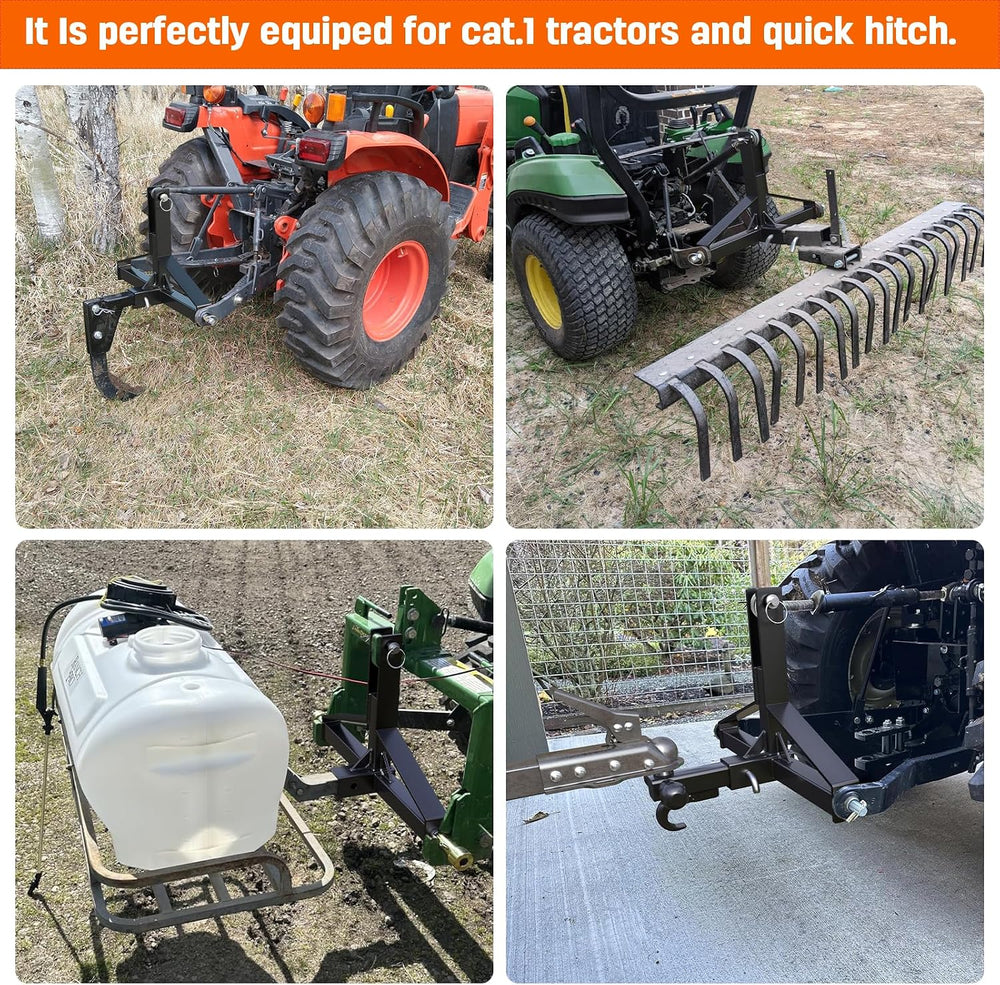 3 Point Hitch Receiver Quick Hitch Compatible, Cat.1 Tractor Mover Draw Bar