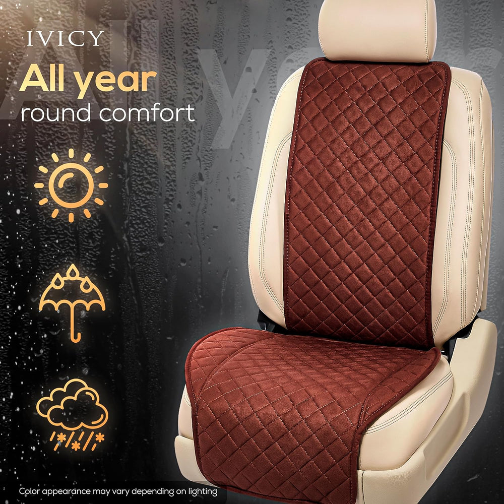 IVICY Faux Suede Front Car Seat Cover, Seat Protector, 1 Unit, Brown