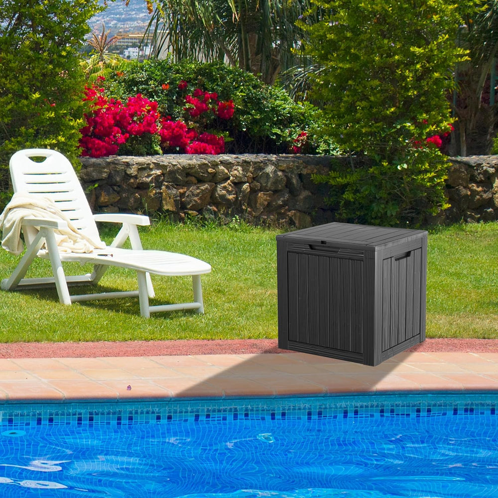 Outdoor Storage Box 35GAL Waterproof Resin Deck Box,Pool Accessories Supplies...