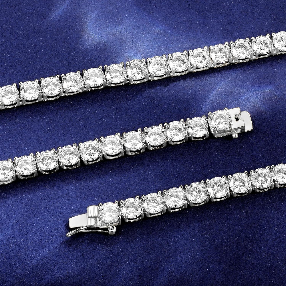 Gemsme 6mm Tennis Necklaces for Women/Men - 18K White/Yellow Gold Plated Roun...