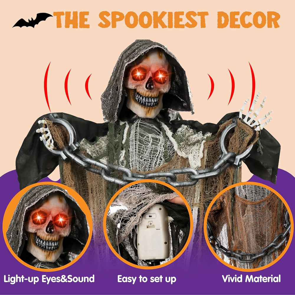 JOYIN Halloween Decorations Outdoor Life Size Animatronics Grim Reaper with C...