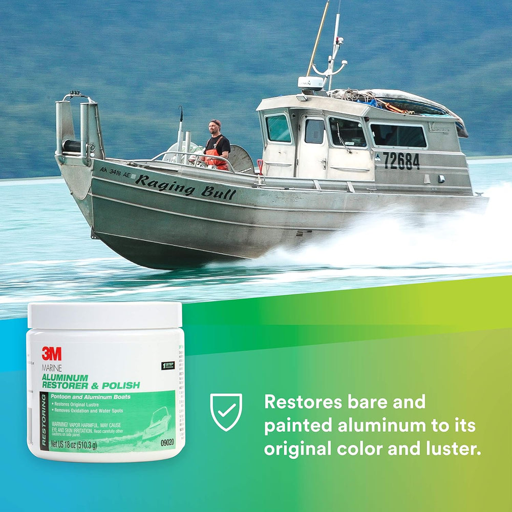 3M Marine Aluminum Restorer and Polish, 09020, 18 oz, for Marine Detailing, R...