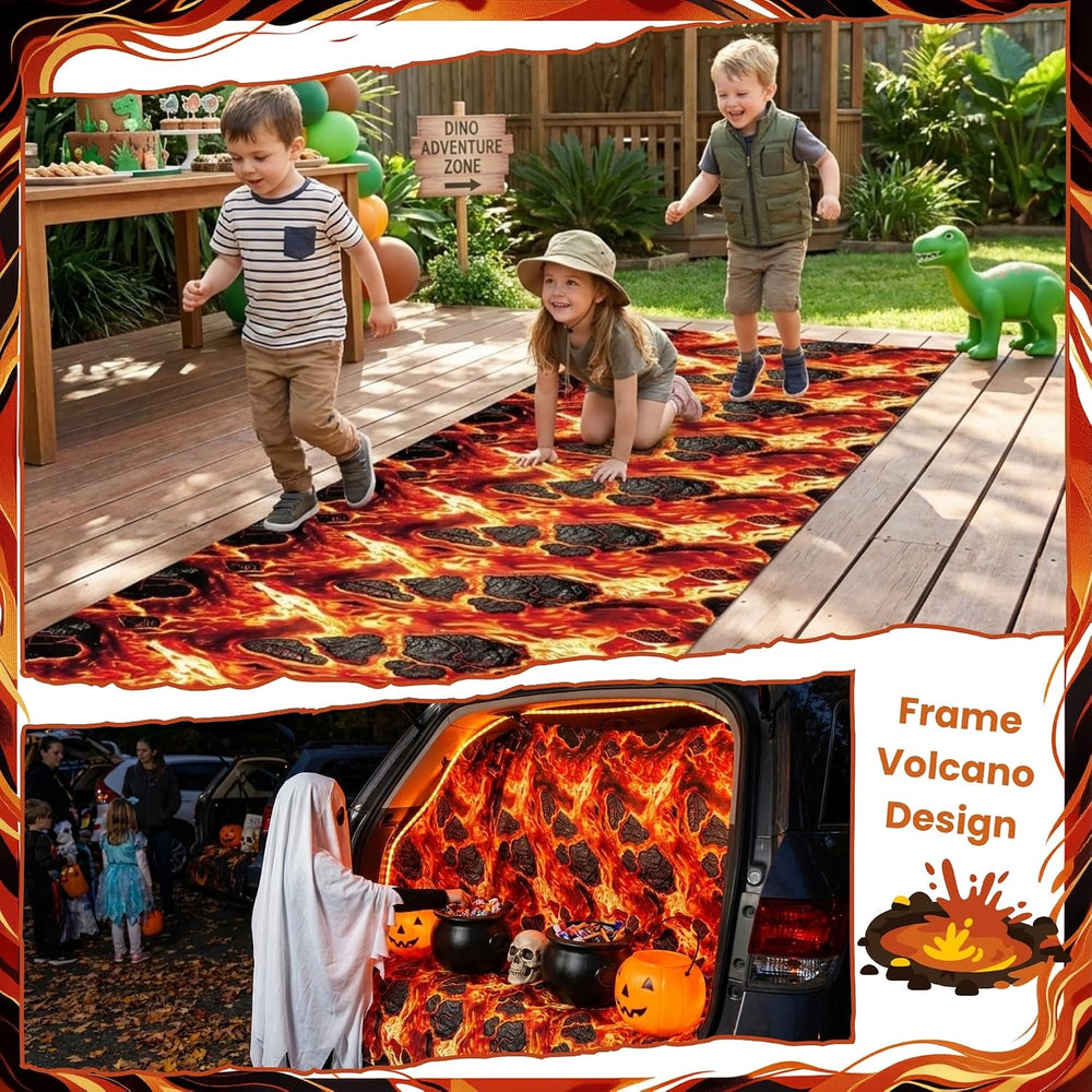 100FT x 54IN Halloween Lava Plastic Tablecloth Roll with Slide Cutter Box
