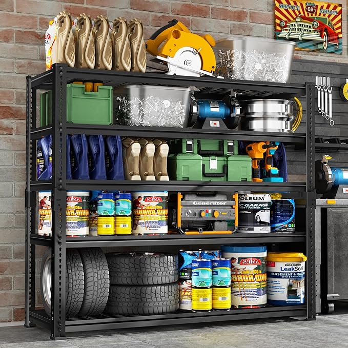 Storage Shelves Heavy Duty, 5-tier Adjustable Metal Industrial Utility Shelf ...