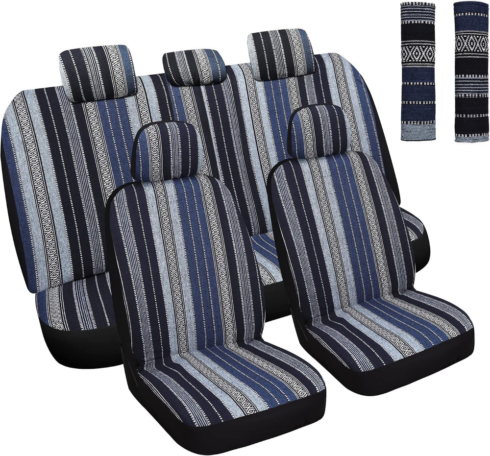 HAIYAOTIMES Baja Saddle Blanket Car Seat Covers Full Set with Seat Belt Pads,...