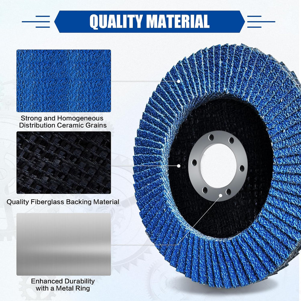 50 Pack Flap Discs 4 1/2" for Angle Grinder, 40/60/80/120 Grit, T29 Flap...