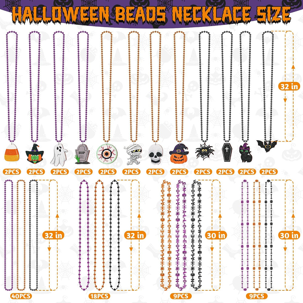 100PCS Halloween Necklaces Accessories, 24 Kinds Beads Party Favors Bulk