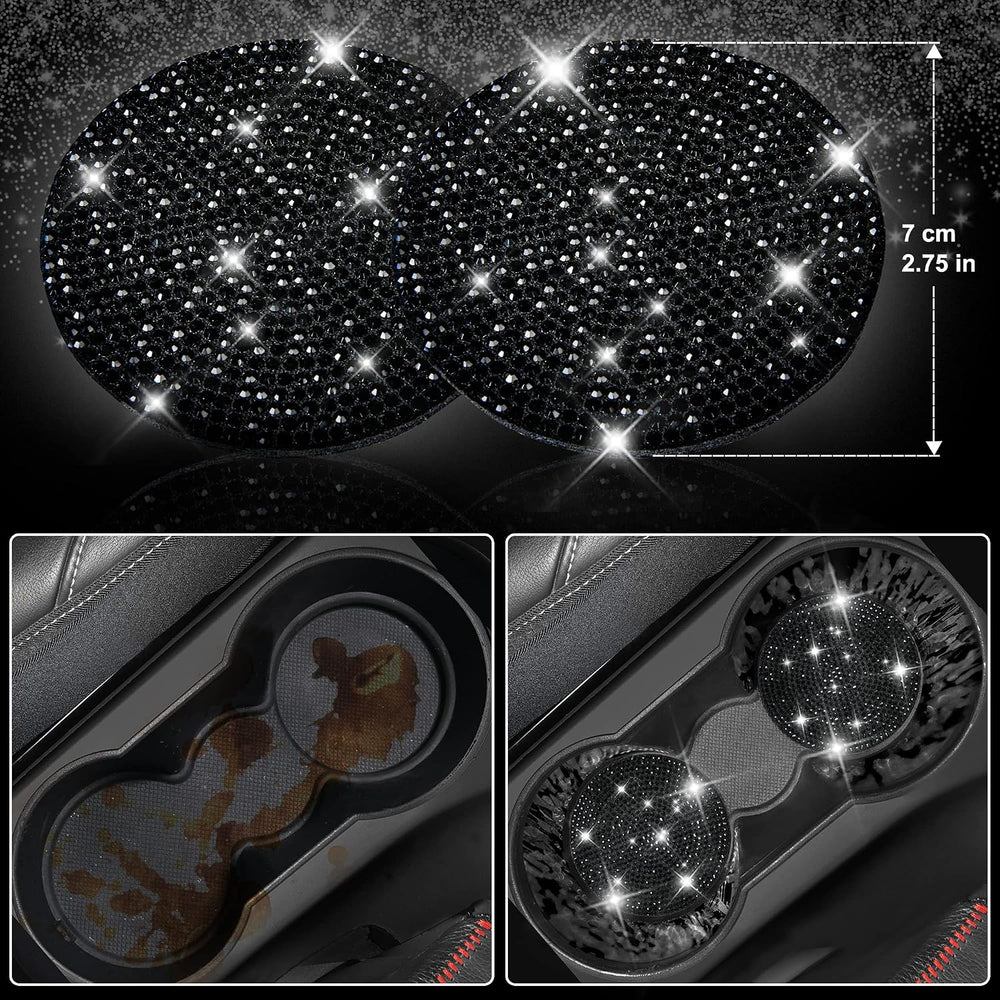 CAR PASS Leather Bling Seat Covers Full Sets 16 pcs, Bling Diamond Car Access...