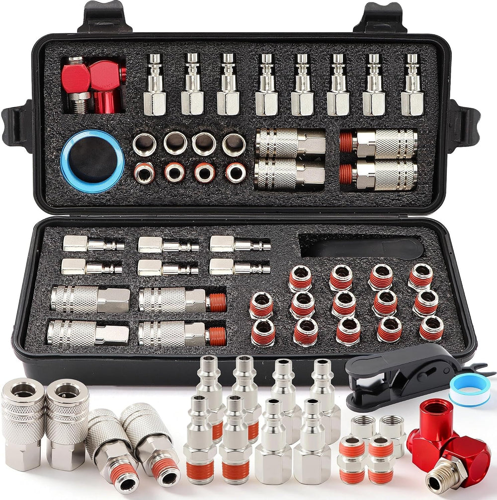 48 Pcs 1/4" NPT Air Compressor Coupler & Plug Kit Air Hose Fitting