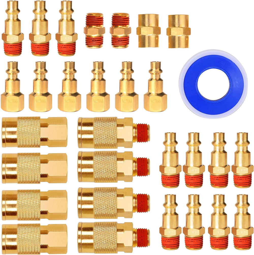 30 Pieces Solid Brass Air Fittings, Industrial Coupler and Plug
