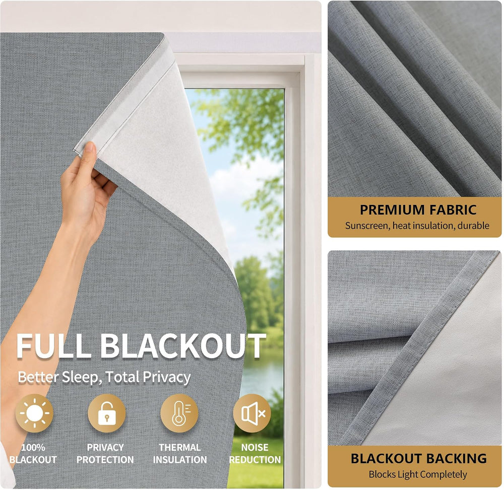 Adhesive Blackout Curtains for Blinds, Stick On Curtains No Drill Needed, 100...