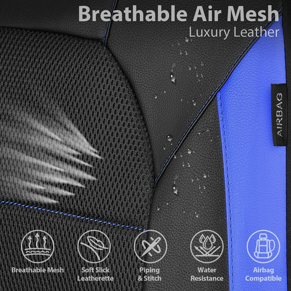 CAR PASS Leather Car Seat Covers Front Seats Only, with Air Mesh Front Seat C...
