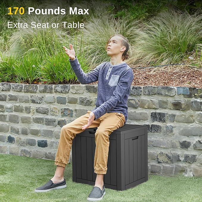 EAST OAK Outdoor Storage Box, 31 Gallon Deck Box, Waterproof Resin Storage Bin