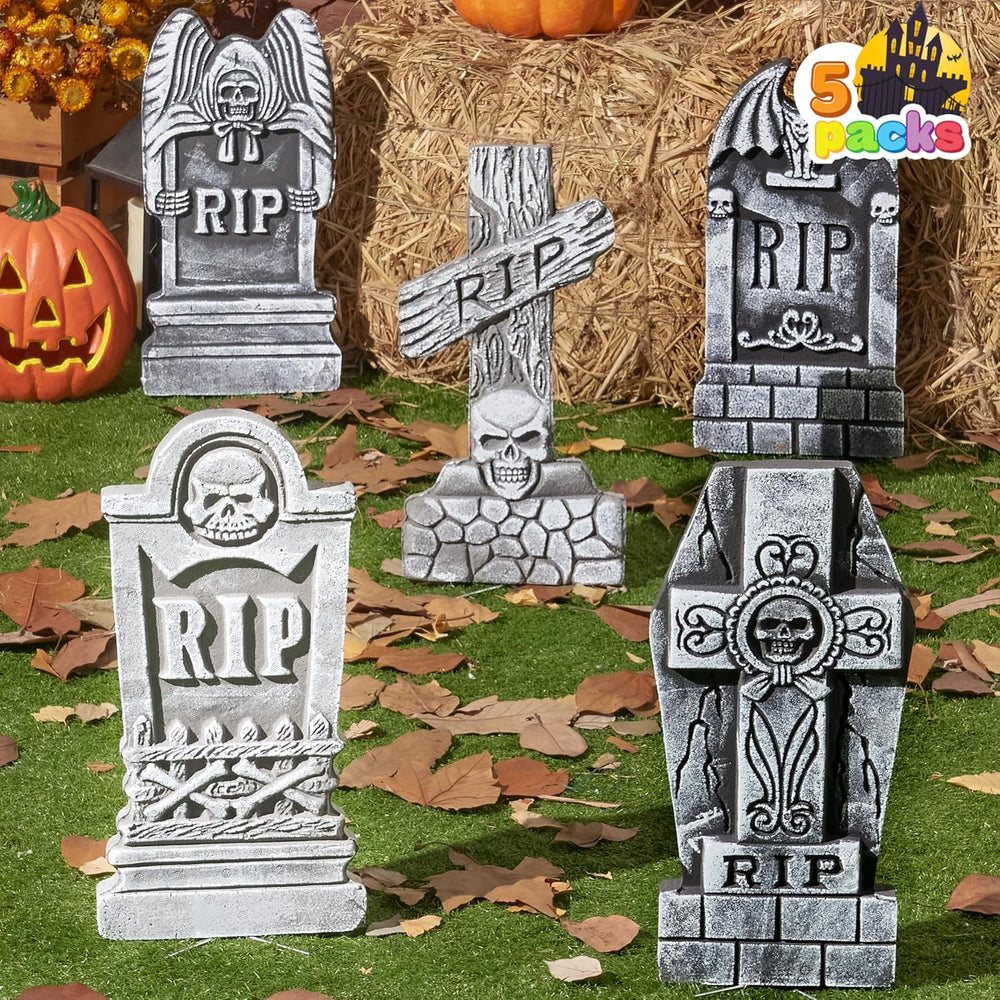 JOYIN 17โ Halloween Foam RIP Graveyard Tombstones (5 Pack), Halloween Tombsto...