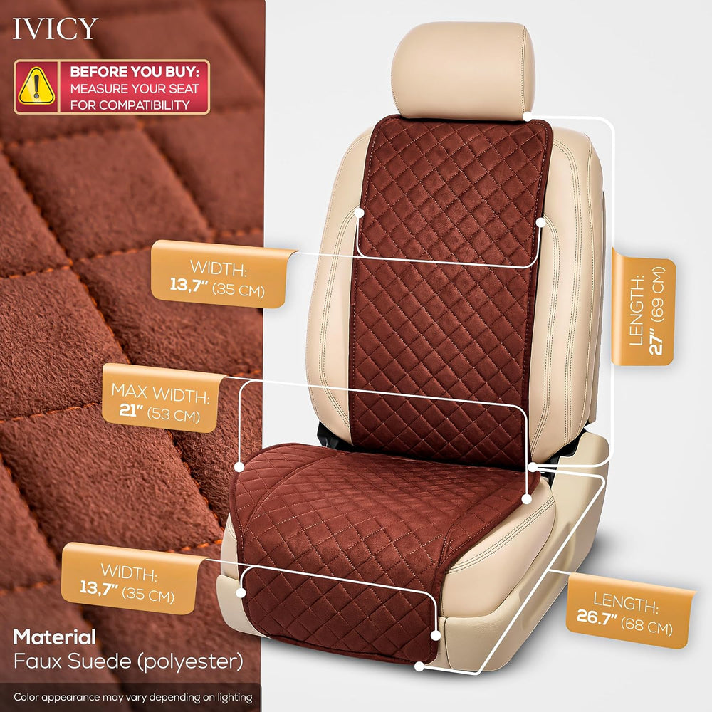 IVICY Faux Suede Front Car Seat Cover, Seat Protector, 1 Unit, Brown